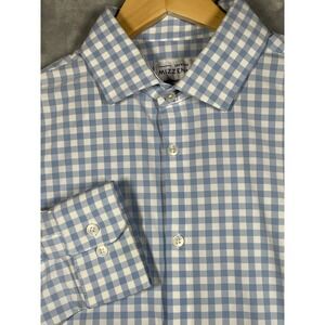 Mizzen+Main Leeward Blue Gingham Standard Fit Button Down Shirt L Performance